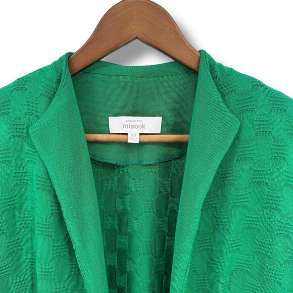 Exclusively Misook Textured Open Front Coatigan Jacket Size XS Kelly Green - Picture 3 of 5